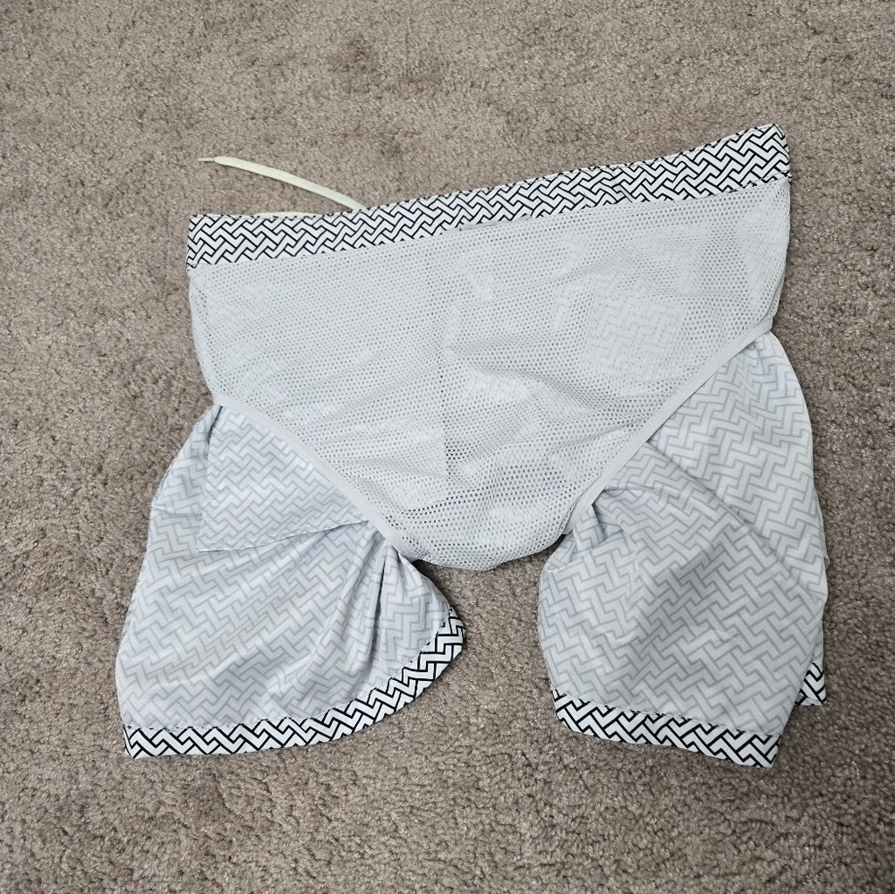 RETROMARINE‎ Zig Zags Swim Trunk White Navy Resort Beach Pool Vacation Size 34